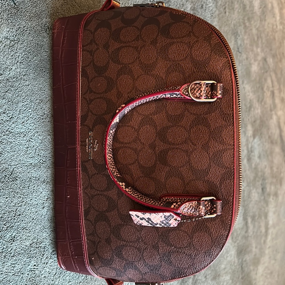 Coach bag, brown/pink snakeskin